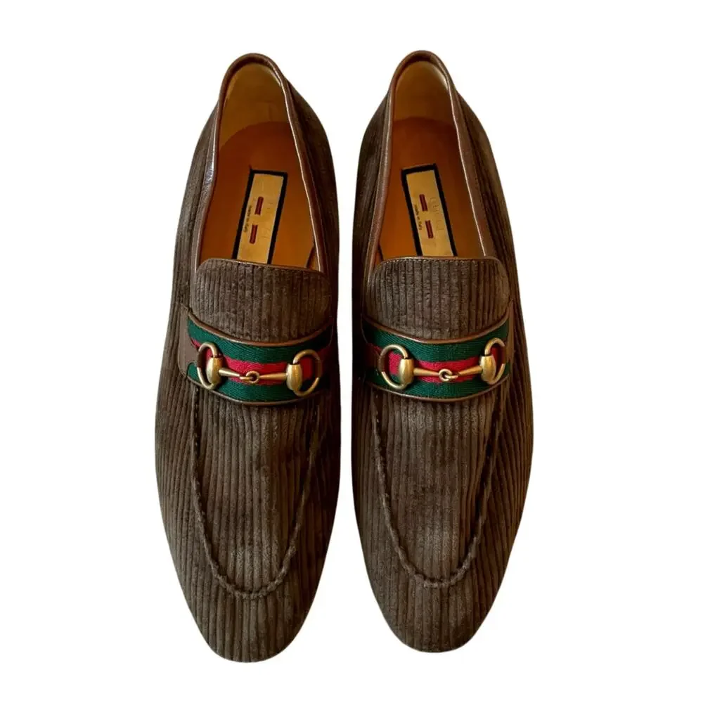 GUCCI 75974 Horsebit Corduroy Moccasin Loafer Men Shoe Size 11 | US 11.5 NEW